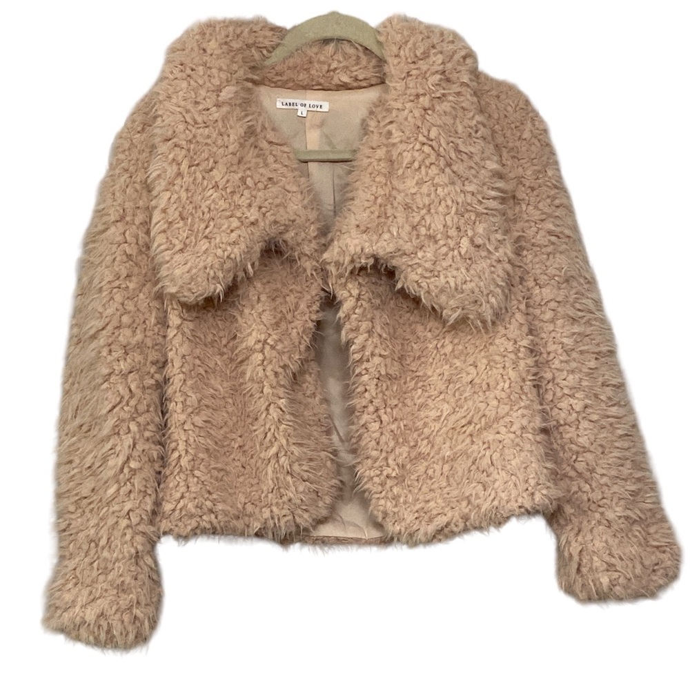 Label Of Love Australian Design Peachy Nude Fluffy Short Open Cardigan/Jacket